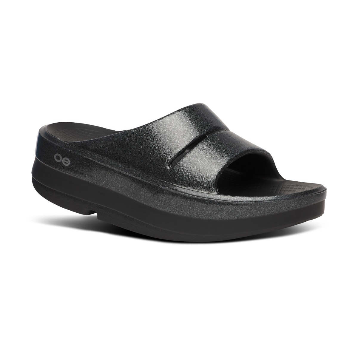 Women's Oomega Ooahh Stacked Sandal - Black Sparkle
